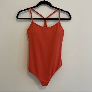 lululemon orange razor back bodysuit size 6